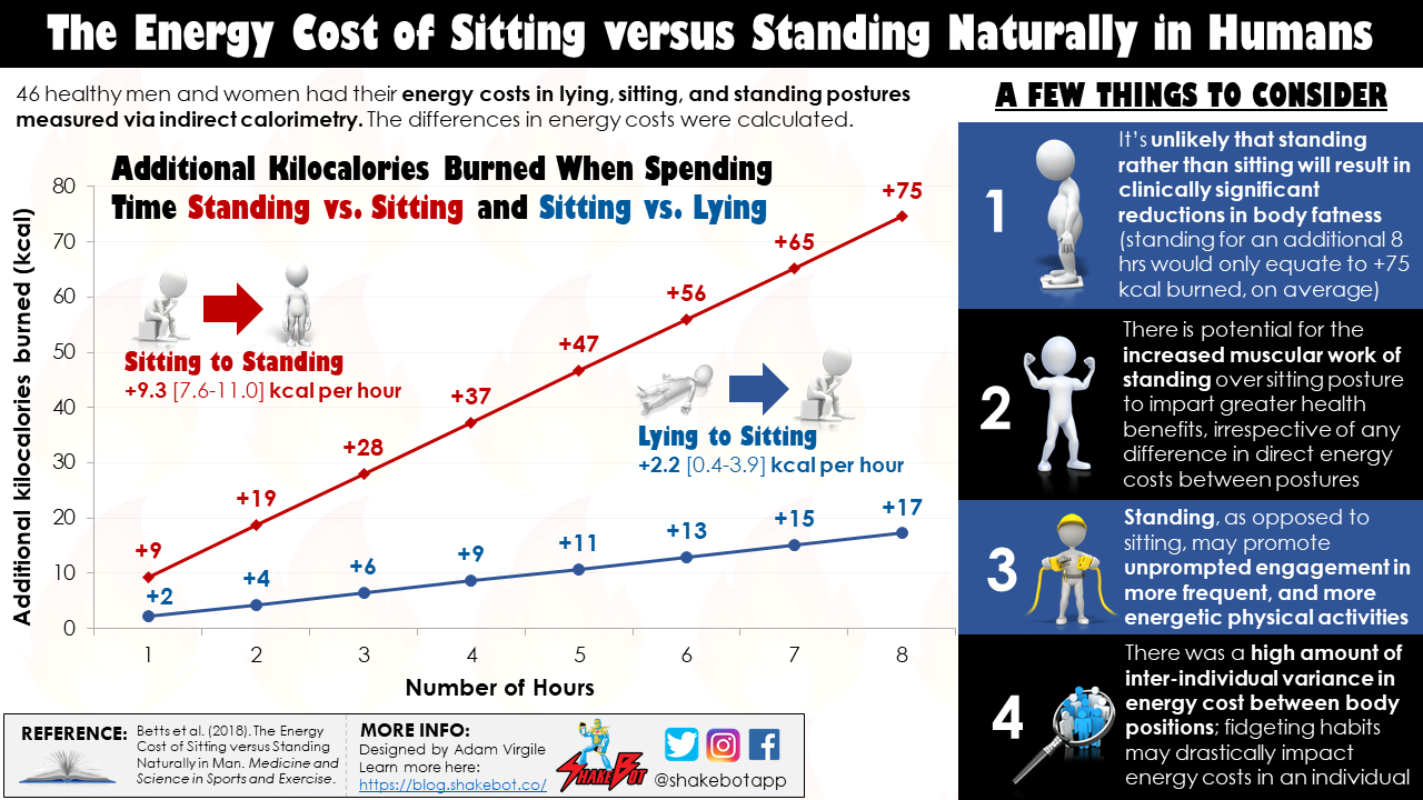 Read more about the article The Additional Calories Burned When Standing vs. Sitting and Sitting vs. Lying Down in Humans